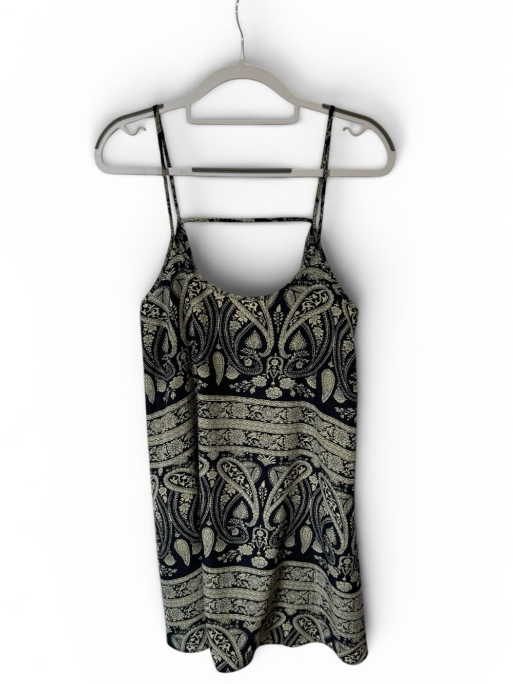 Free People Intimately Spring It On Slip Dress Blue Cream Paisley Spaghetti Sz M - Picture 3 of 7